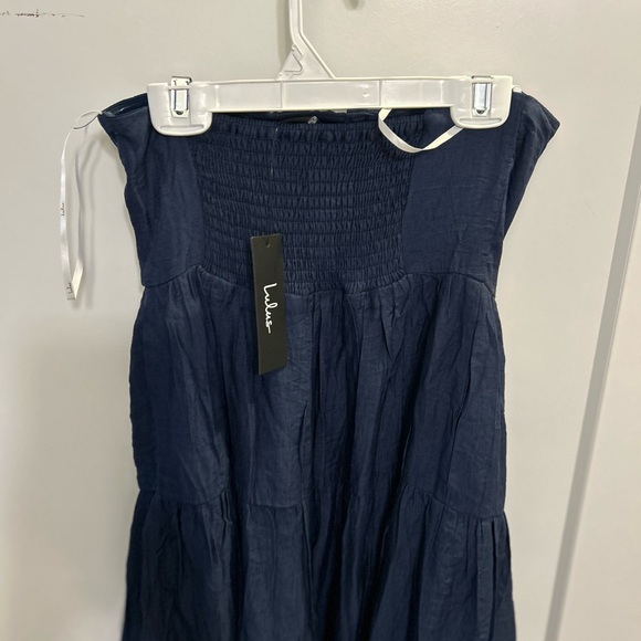 NWT Lulus Sweatness and Sunshine Navy Strapless Midi Dress - Picture 7 of 10